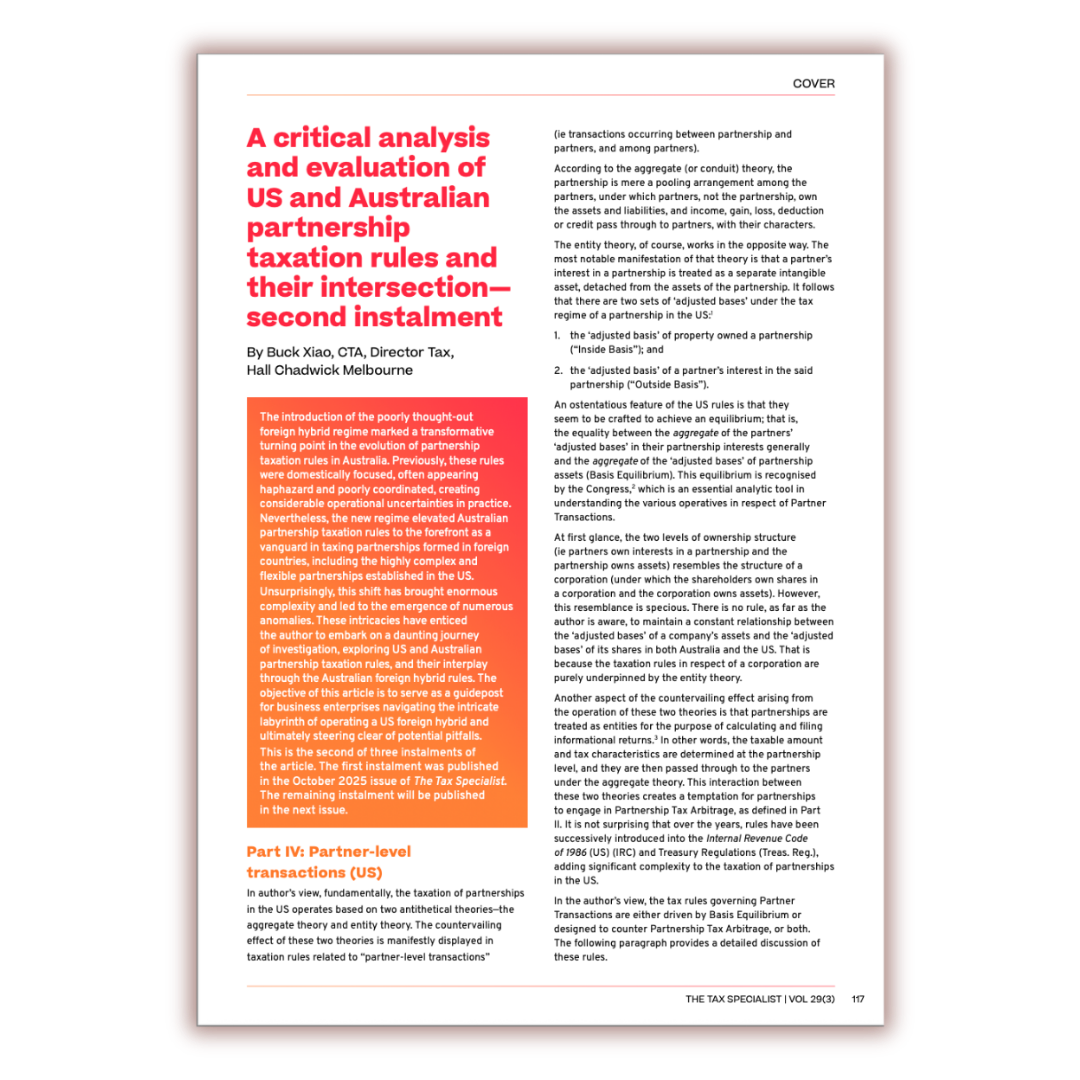 Exploring the Intersection of Australian & US Partnership Tax Rules Article Part Two